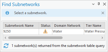 Find Subnetworks pane filtered to one subnetwork