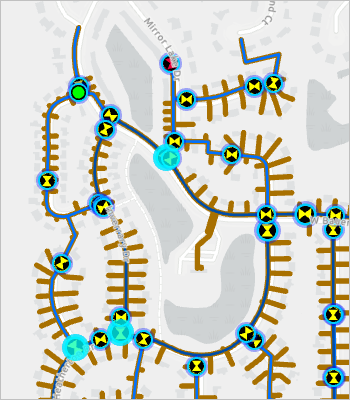 Three isolation valves selected on the map