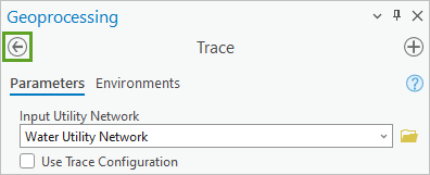 Back button in the Geoprocessing pane