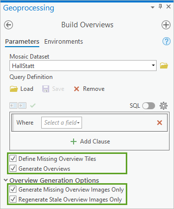 Build Overviews parameters