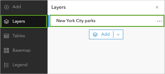 New York City parks layer selected