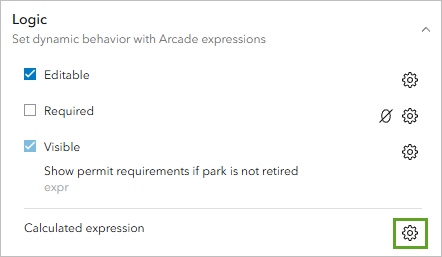 Calculated expression settings button
