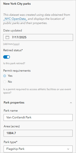 Configured editing form