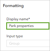 Park properties set as Display name
