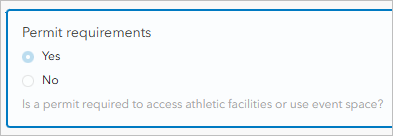Permit requirements field properties