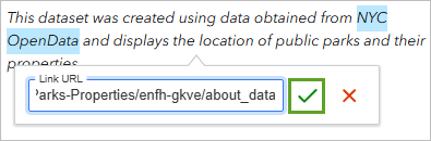 Save button for the hyperlink
