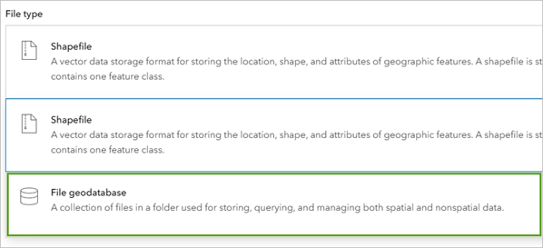 File geodatabase option