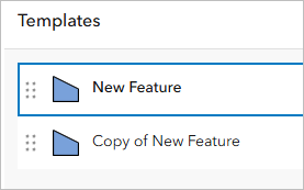 New Feature template selected