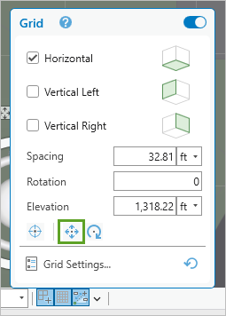 Set Origin button in the Grid properties pane