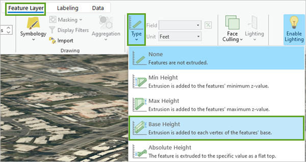 Base Height selected in the Extrusion Type menu