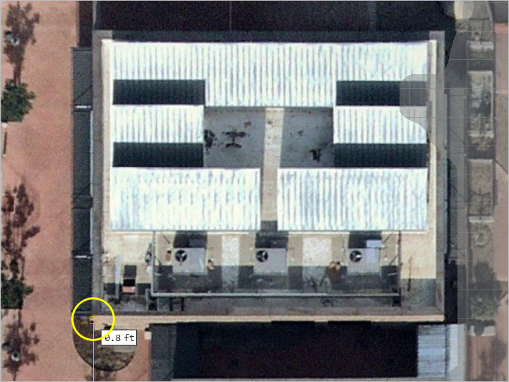 First vertex placed at lower left of building