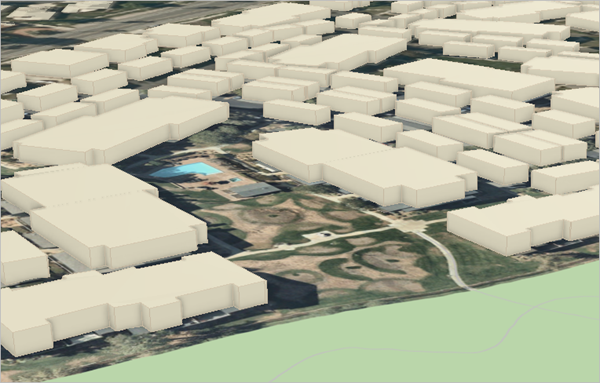 Apartment footprints extruded to Building Height field value