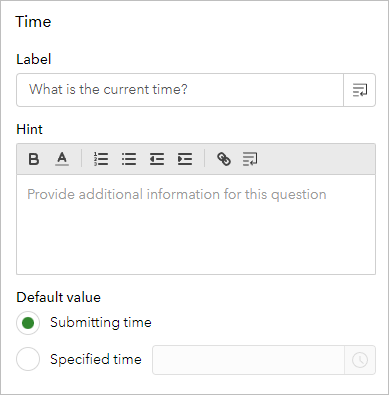 Submitting time selected