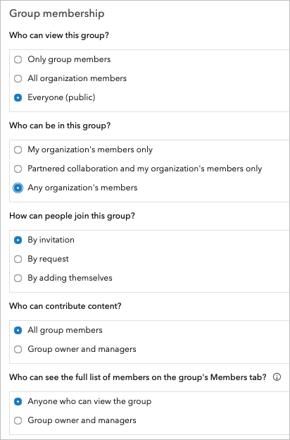 Group membership settings