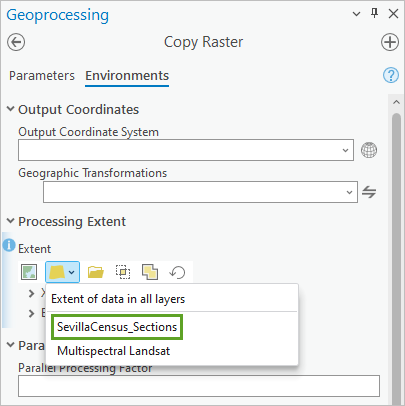 Extent parameter in the Environments tab