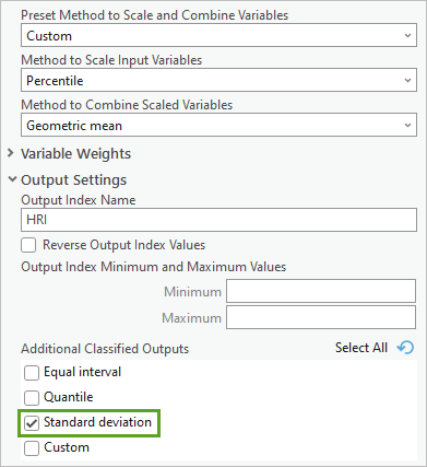 Custom index parameters