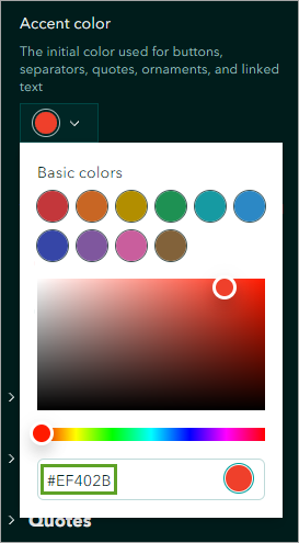 Accent color with hex code #EF402B