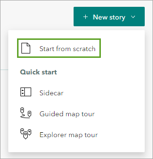 Start from scratch option in the New story menu