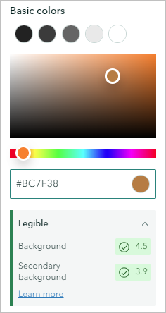 Contrast ratios for #BC7F38