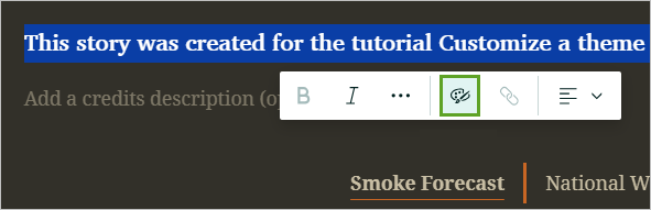 Color button and highlighted text