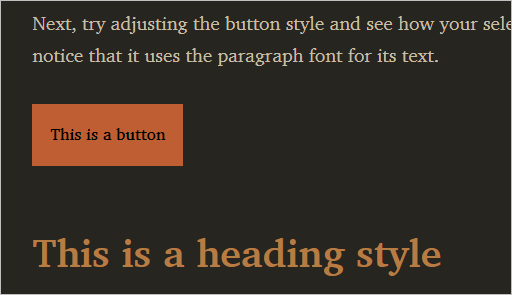 Orange button with black text