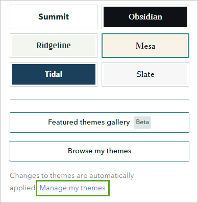 Manage my themes link