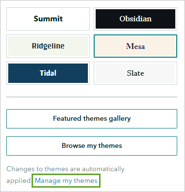 Manage my themes link