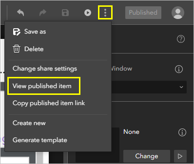 View published item option