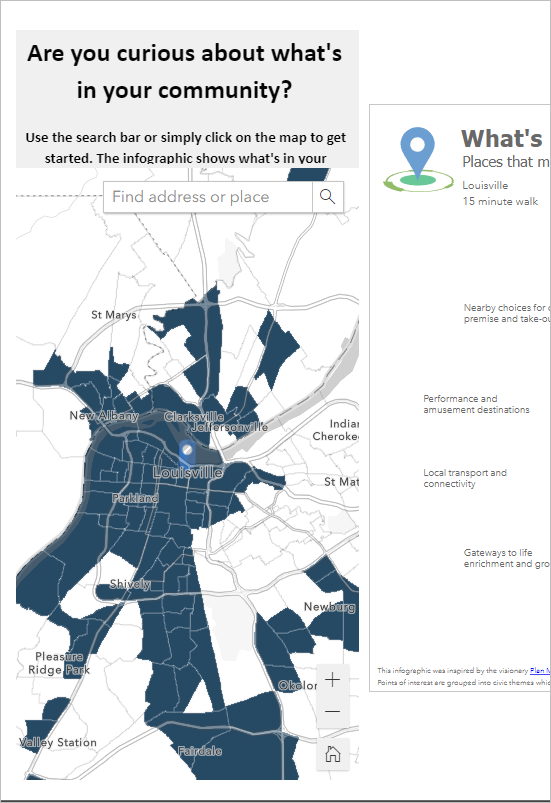 Map widget shows Louisville