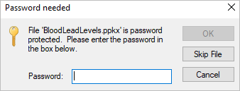 A password dialog box appears.