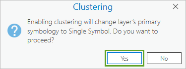 Yes on the Clustering dialog box