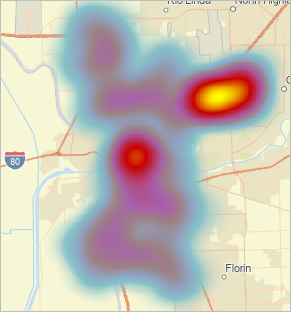 Point density represented as a heat map