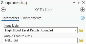 XY To Line tool initial fields