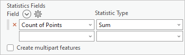 Count of Points and Sum selected and Create multipart features unchecked