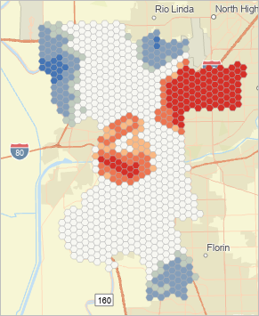 The hot spot analysis results layer is added to the map.