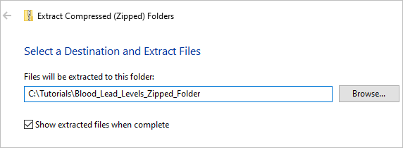 Specify the path for the extracted folder.