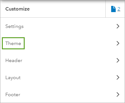 Theme option in the Customize pane