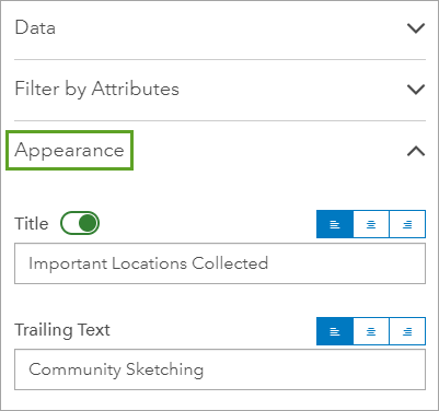 Appearance section in the Statistic pane