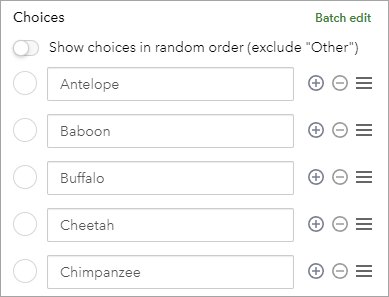 Choices section