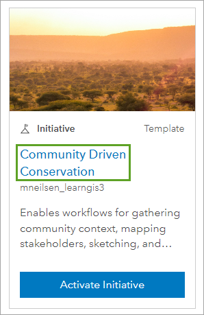 Name of the Community Driven Conservation template