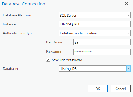 Database Connection window