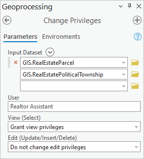 Change Privileges parameters