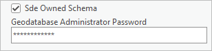Sde Owned Schema and Geodatabase Administrator Password parameters