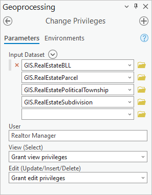 Change Privileges parameters