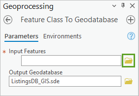 Feature Class to Geodatabase parameters