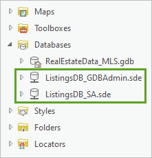 First two database connections listed under Databases