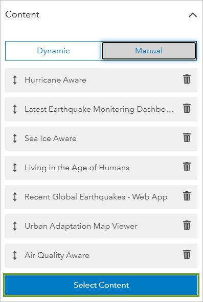 Select Content button