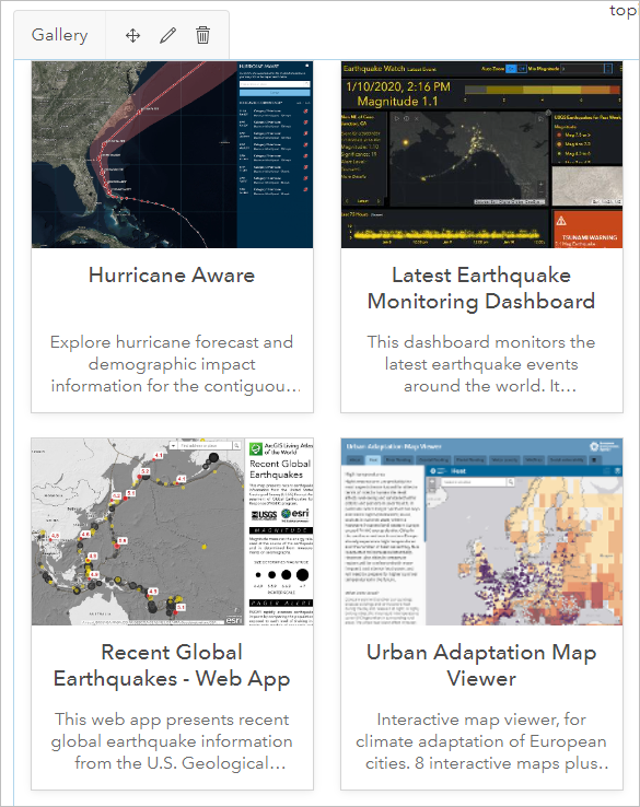 Items in the Making an impact section; new items would be added beneath the last app, Air Quality Aware.