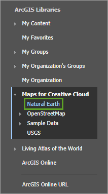 Natural Earth under Maps for Creative Cloud