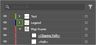 Expand button for the Legend layer in the Layers panel